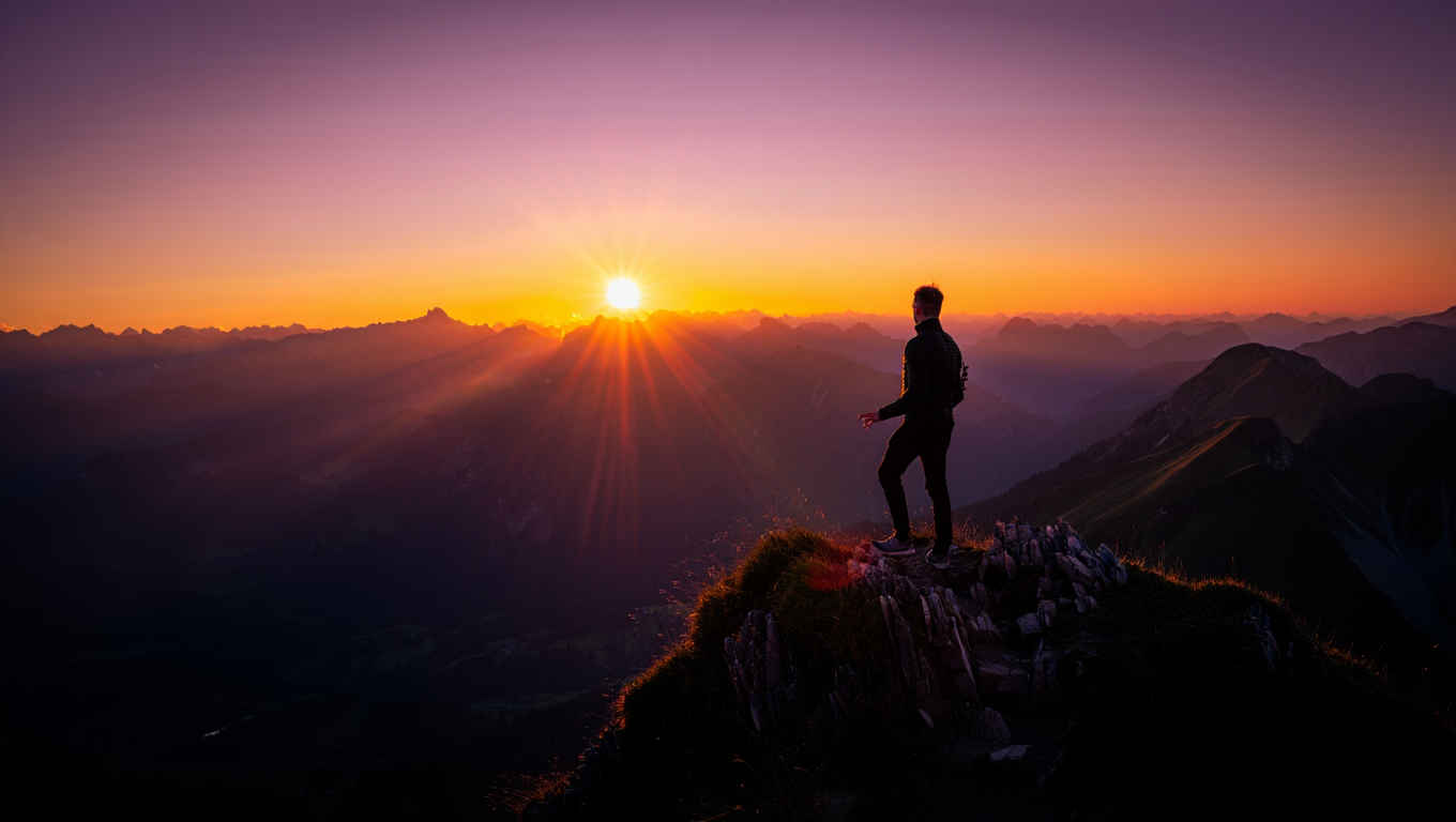 Bayerische Alpen bei Sonnenuntergang — dramatisches Bergpanorama