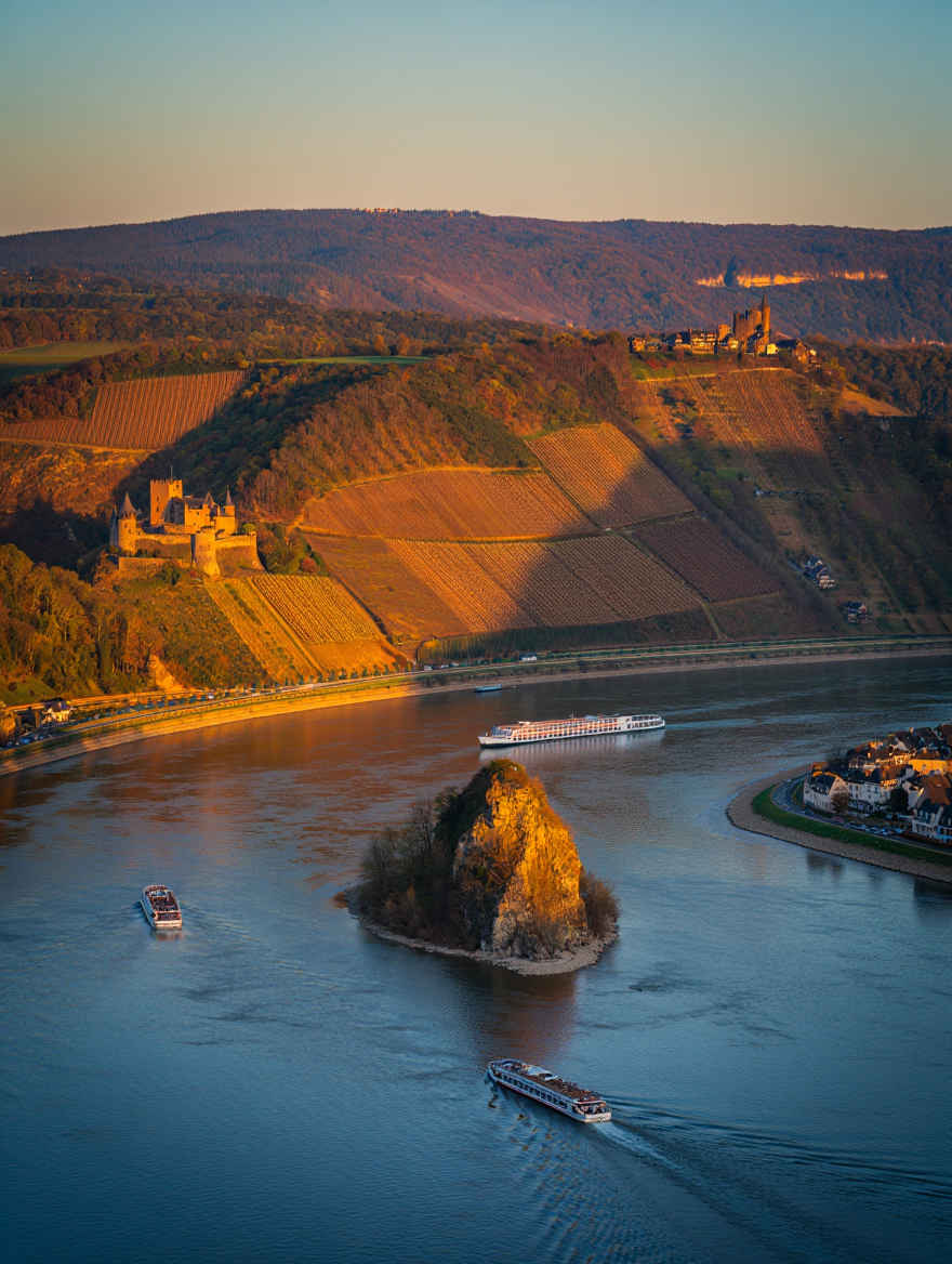 Rheintal — Weinberge und historische Burgen am Rhein