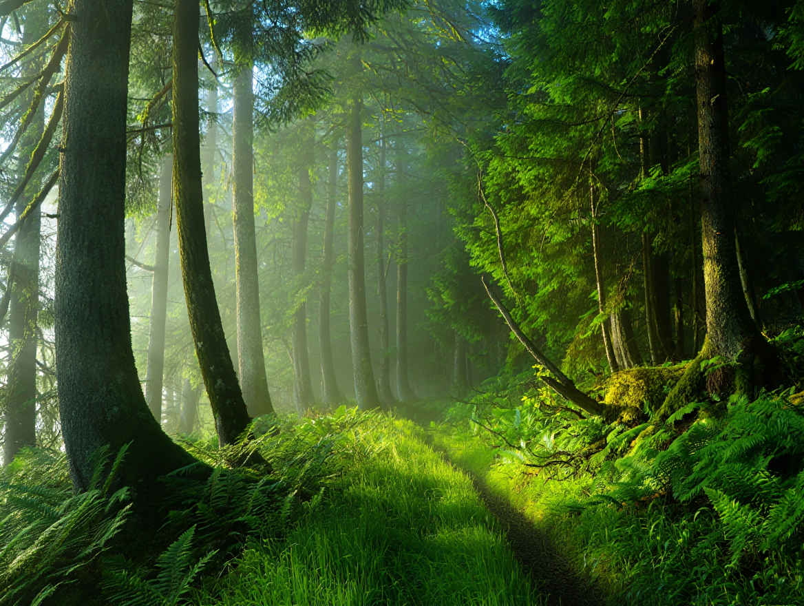 Schwarzwald — dichter Nadelwald und Morgennebel